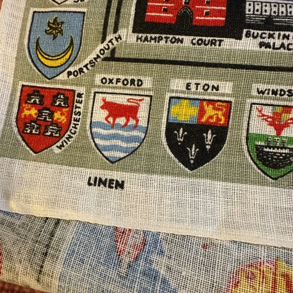 Vintage Map of Royal Britain Linen Tea Towel Made in Ireland 31x21 Heraldry